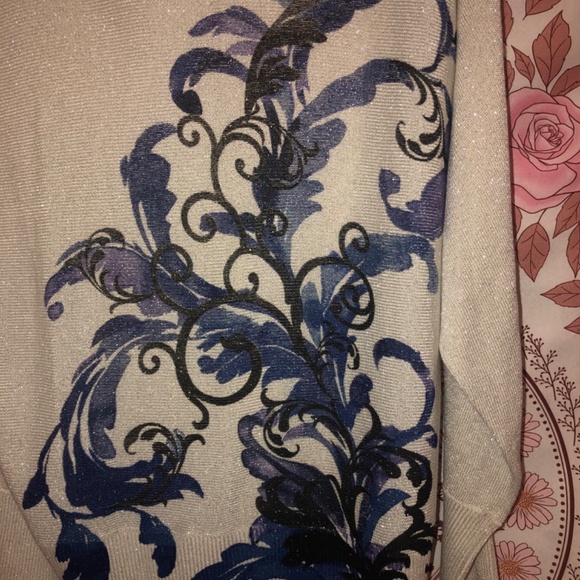 Macys Alfani Festive scoop neck tunic sweater with metallic detail - Picture 4 of 4